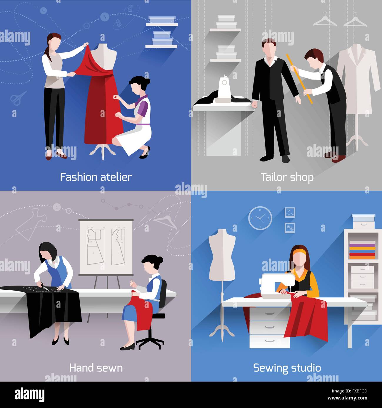 Sewing Flat Set Stock Vector Image & Art - Alamy