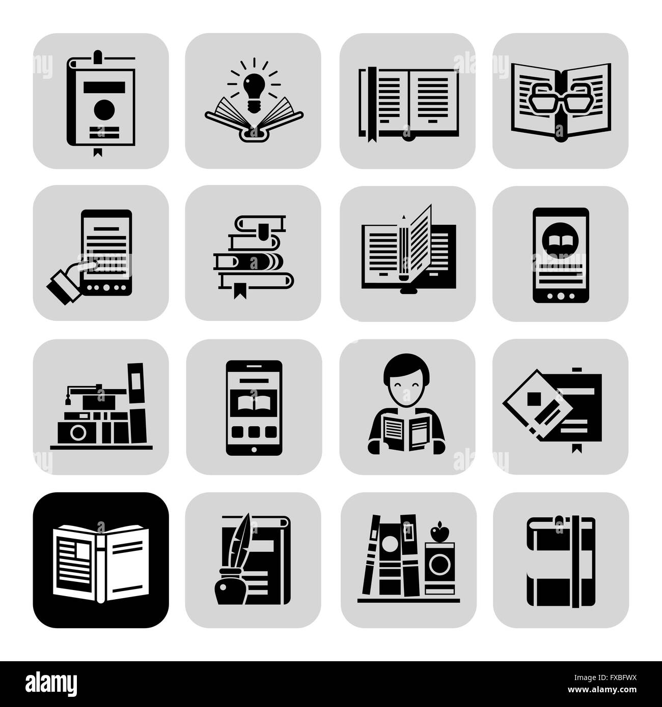 Books Icons Black Set Stock Vector Image & Art - Alamy