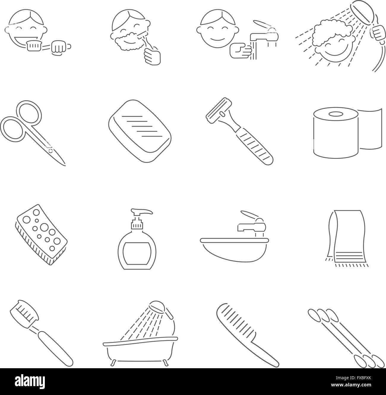 Personal hygiene icons set Black and White Stock Photos & Images - Alamy