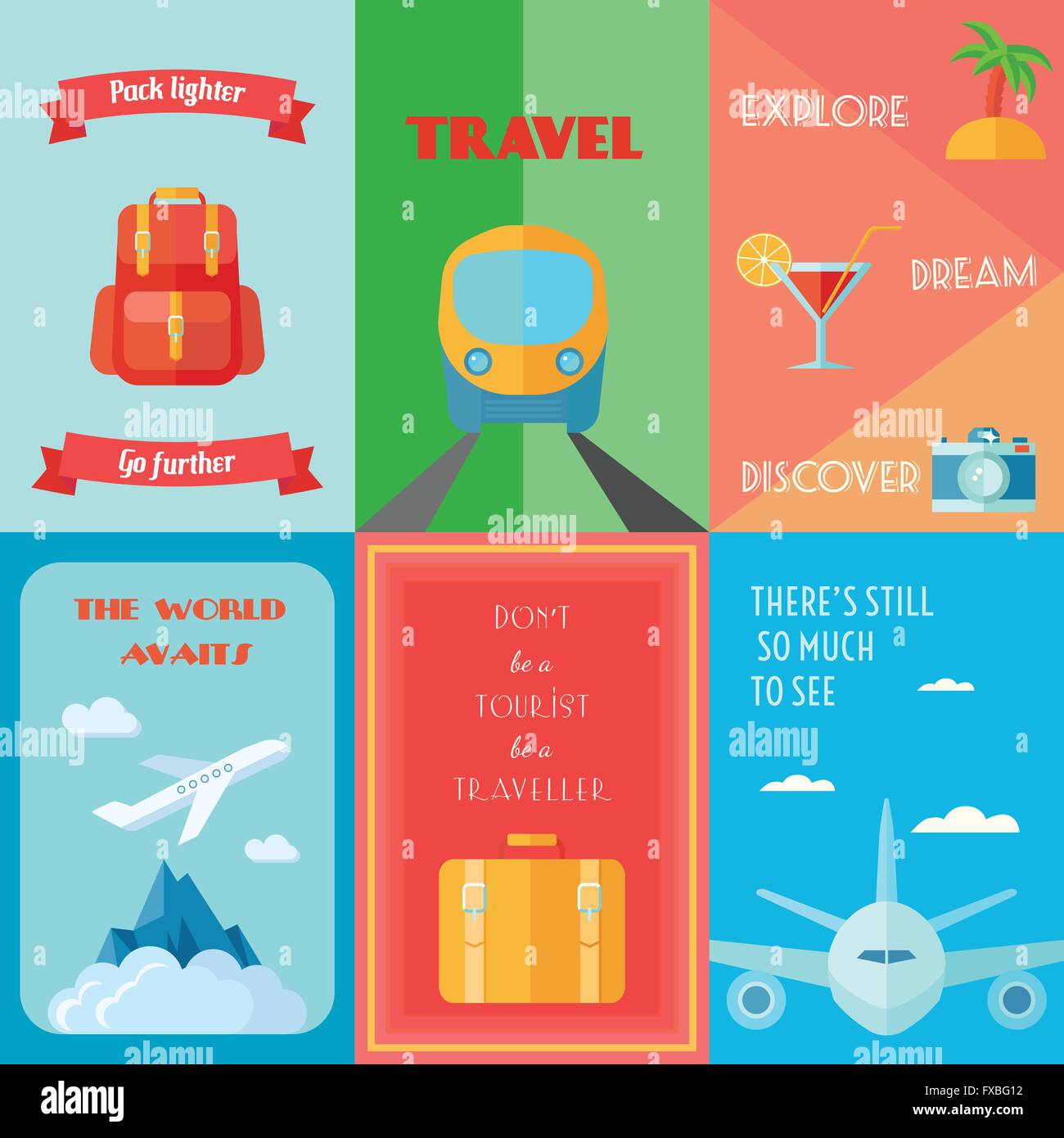 Travel Poster Set Stock Vector Image & Art Alamy