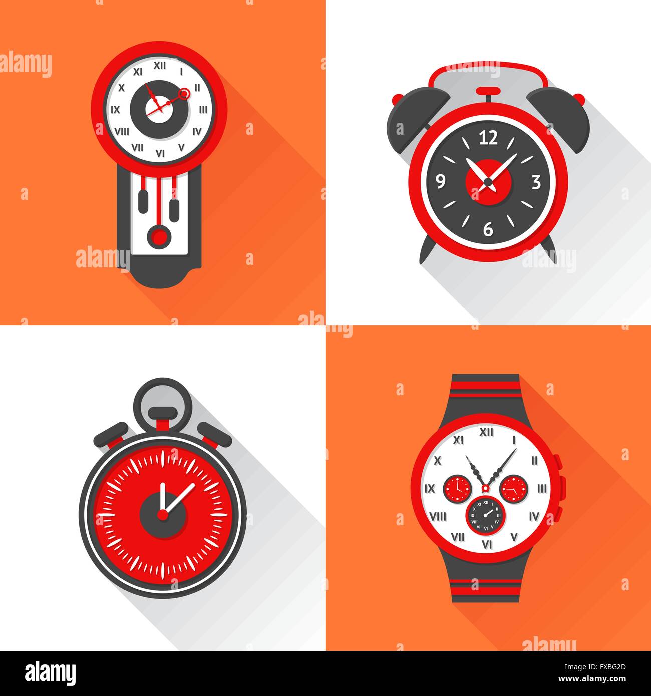Clock Flat Set Stock Vector Image & Art - Alamy