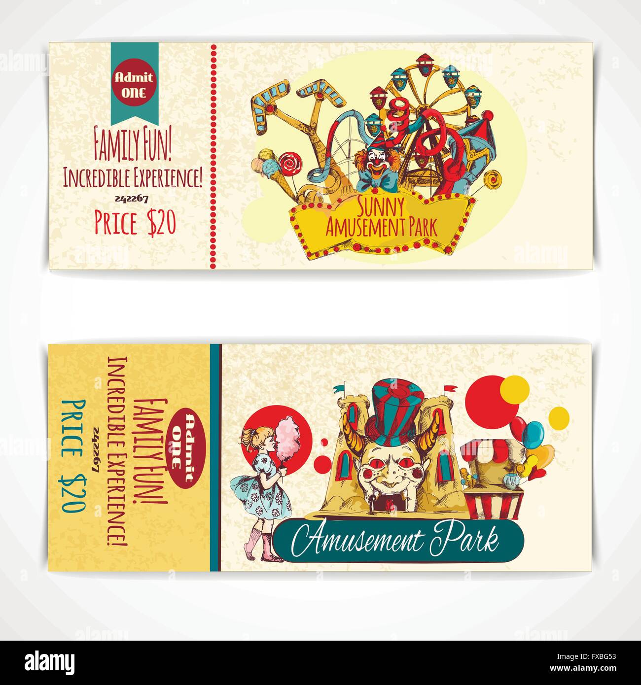 Amusement Park Tickets Stock Vector Image & Art Alamy