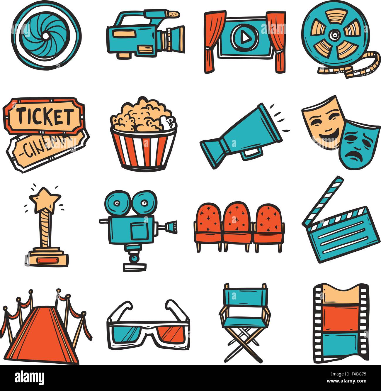 Cinema Icons Set Color Stock Vector Image & Art - Alamy