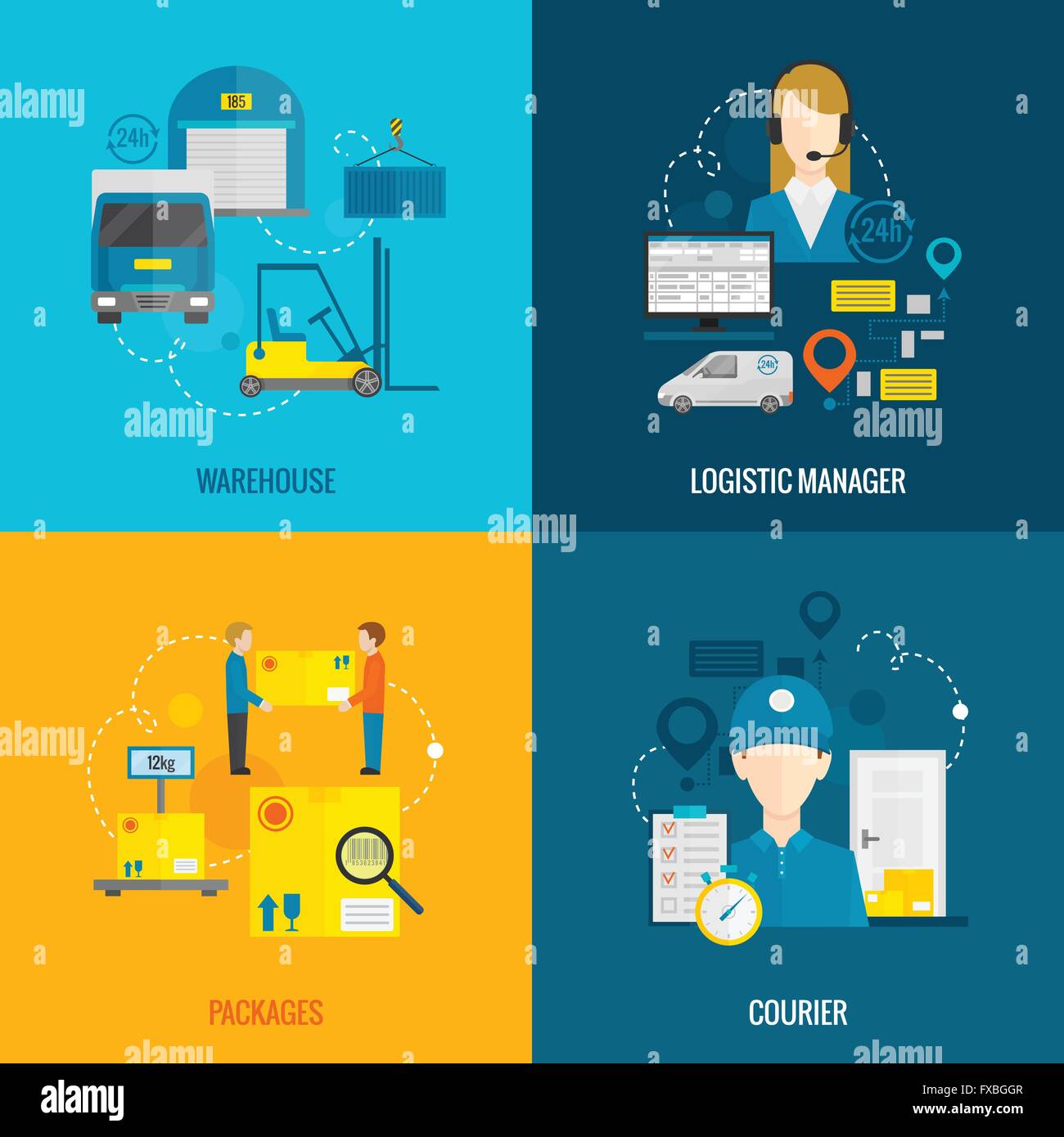 Logistic Flat Set Stock Vector Image & Art - Alamy