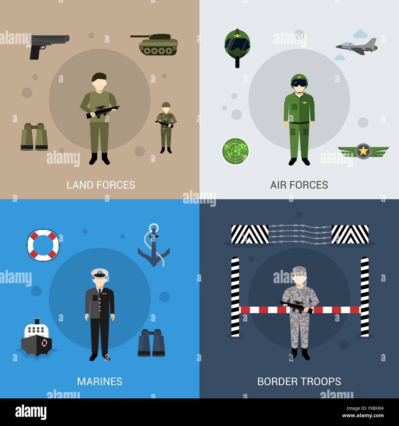 Military Flat Set Stock Vector Image & Art - Alamy
