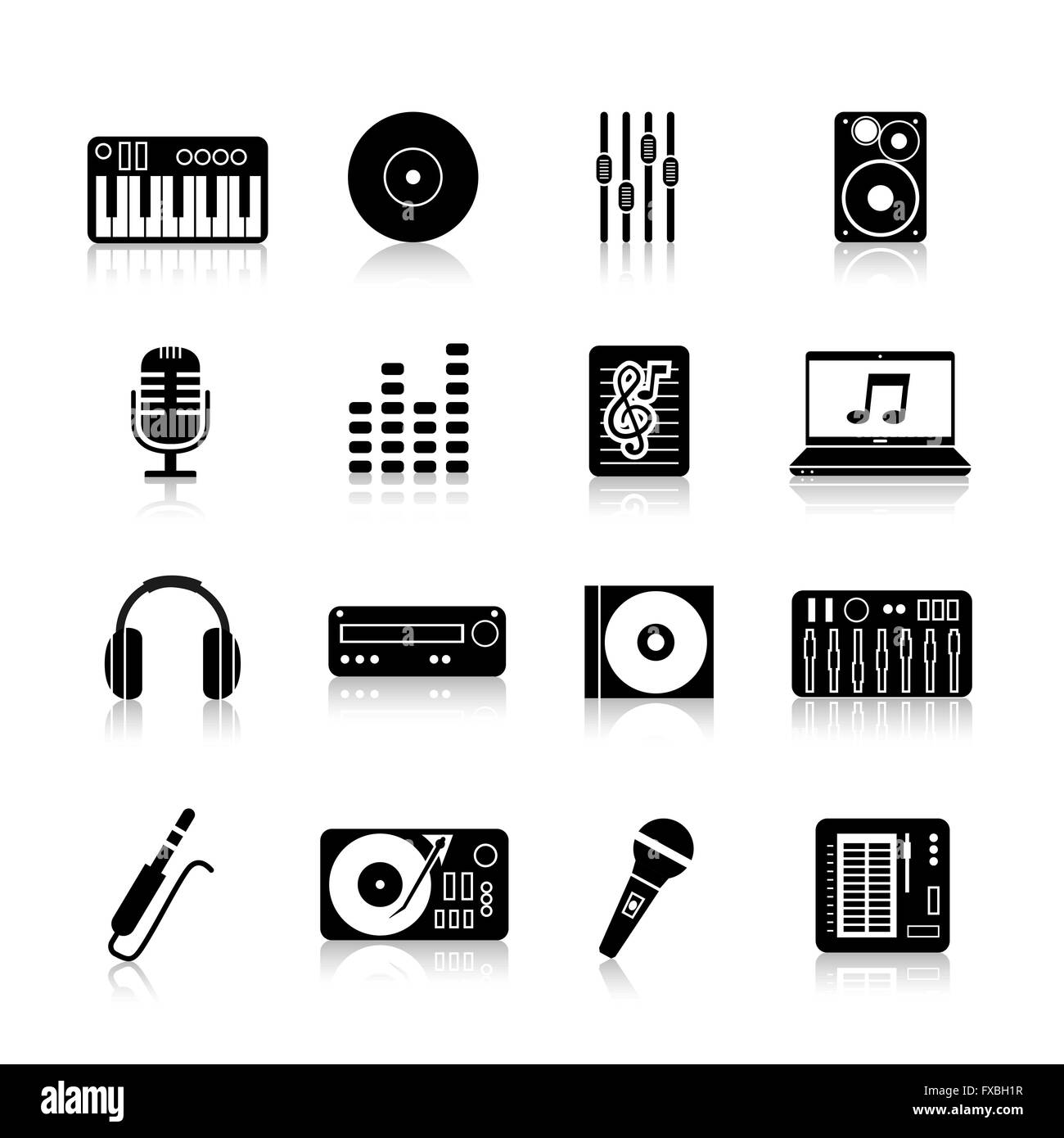 Dj Icons Black Set Stock Vector Image & Art - Alamy