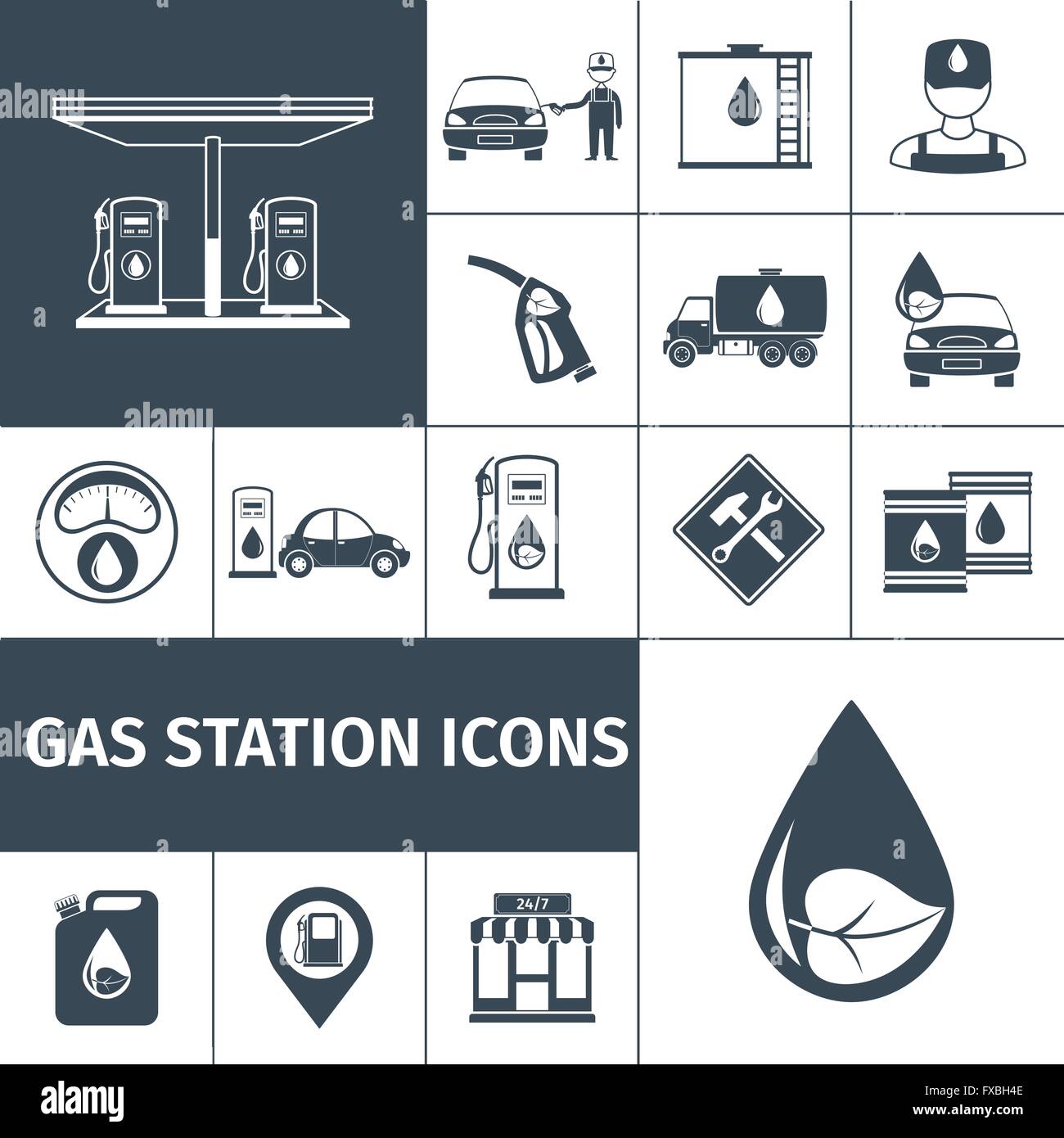 Gas Station Icons Black Stock Vector Image & Art - Alamy