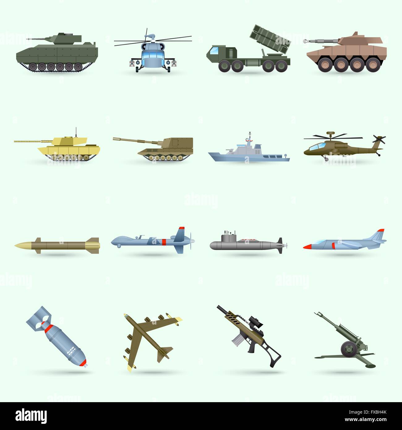Army Icons Set Stock Vector