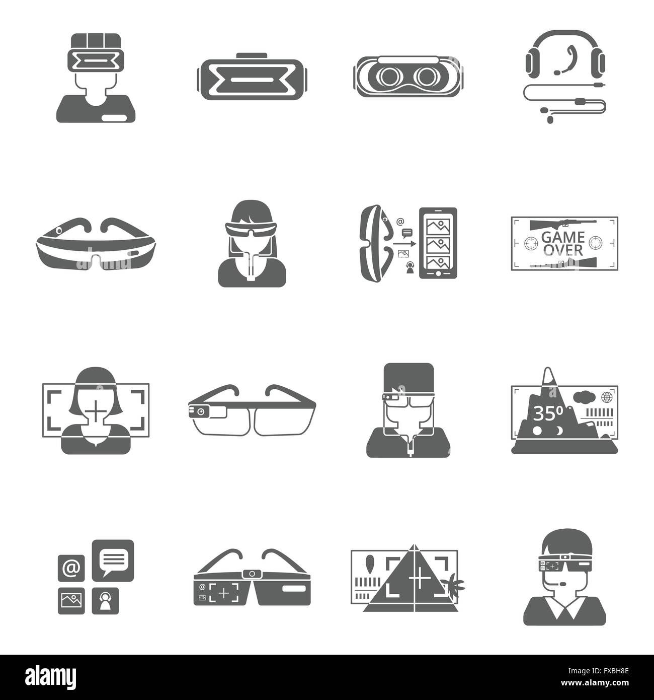 Virtual Glasses Icon Set Stock Vector Image & Art - Alamy