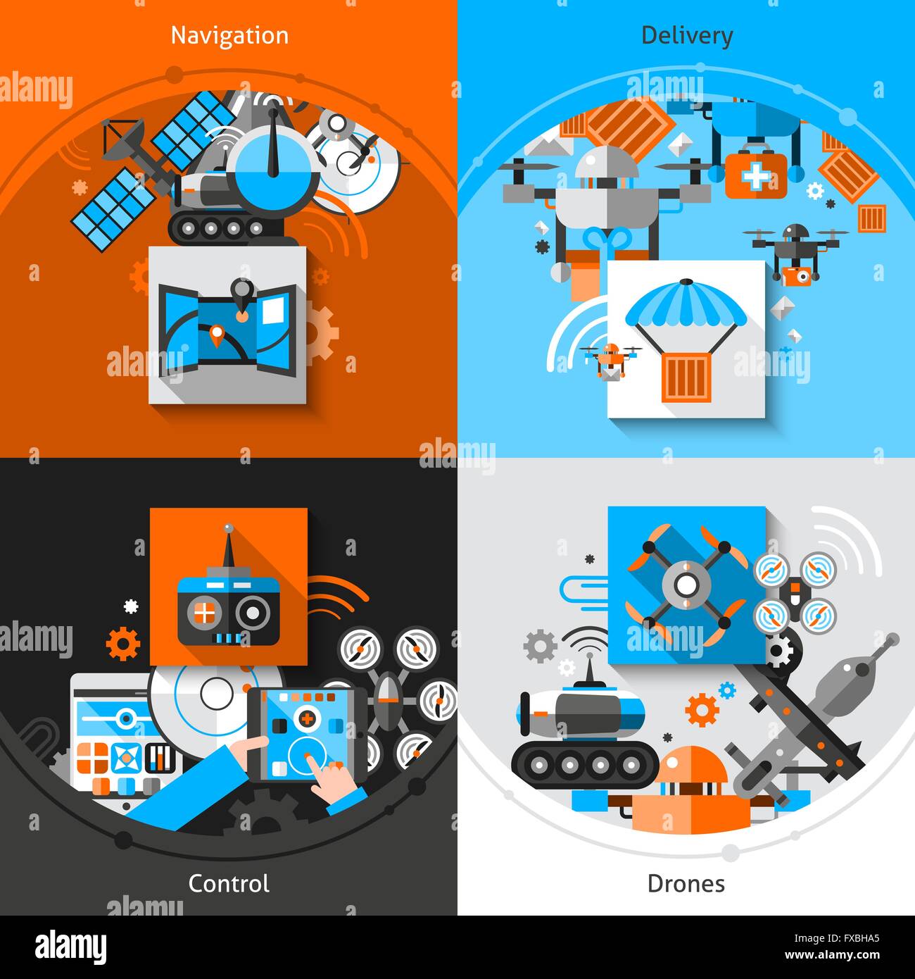 Drone Flat Set Stock Vector Image & Art - Alamy
