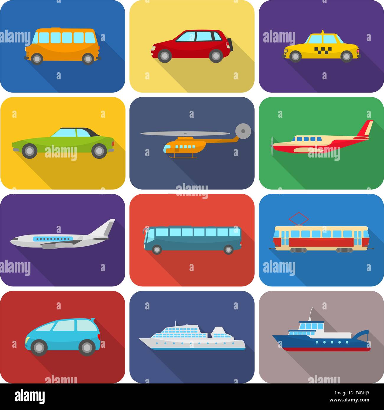 Multicolored transport icons flat Stock Vector Image & Art - Alamy