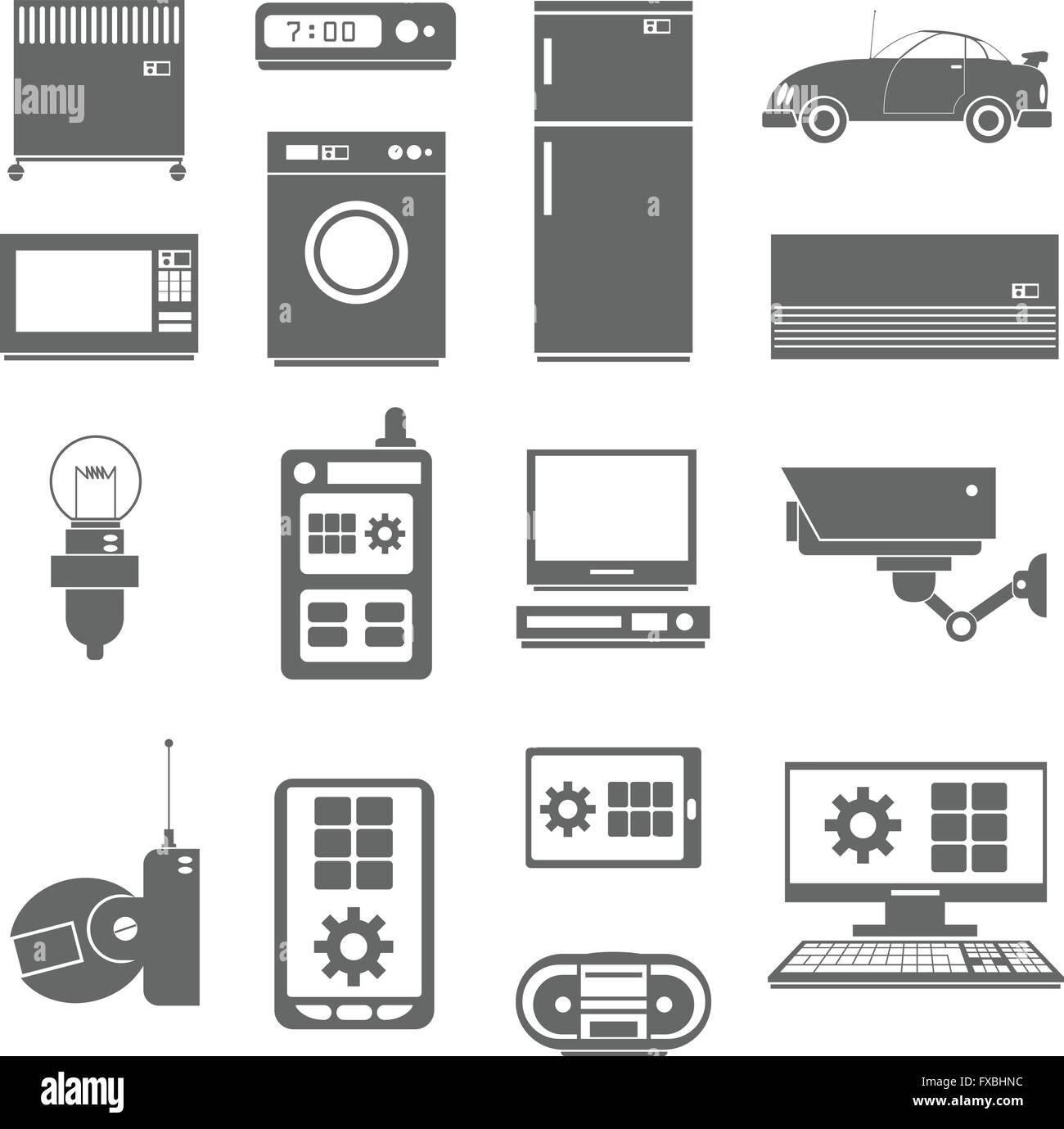 Internet things icons set black Stock Vector