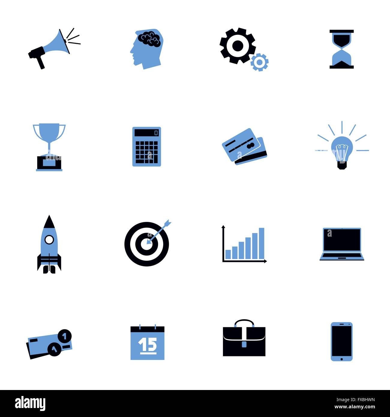 Black and blue business icons flat set Stock Vector Image & Art - Alamy