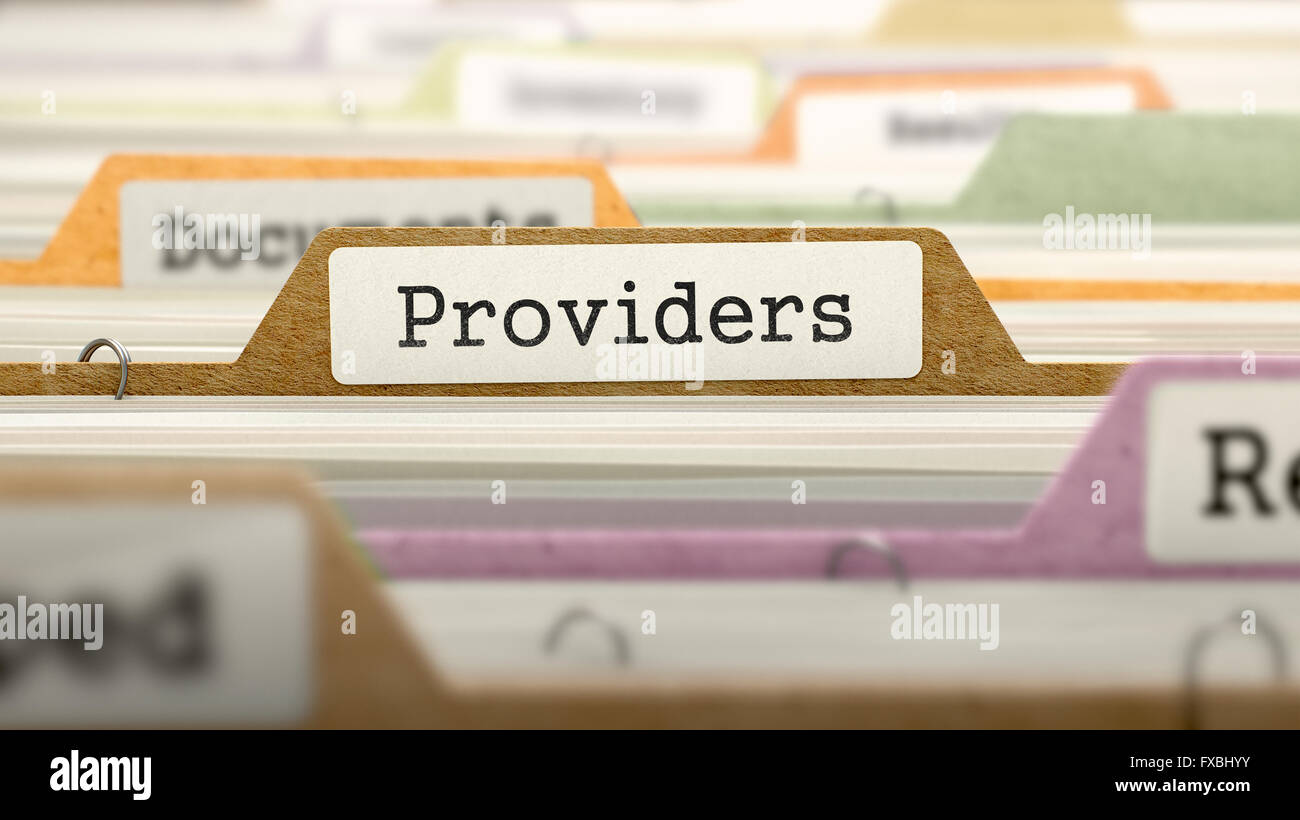 Folder in Catalog Marked as Providers. Stock Photo