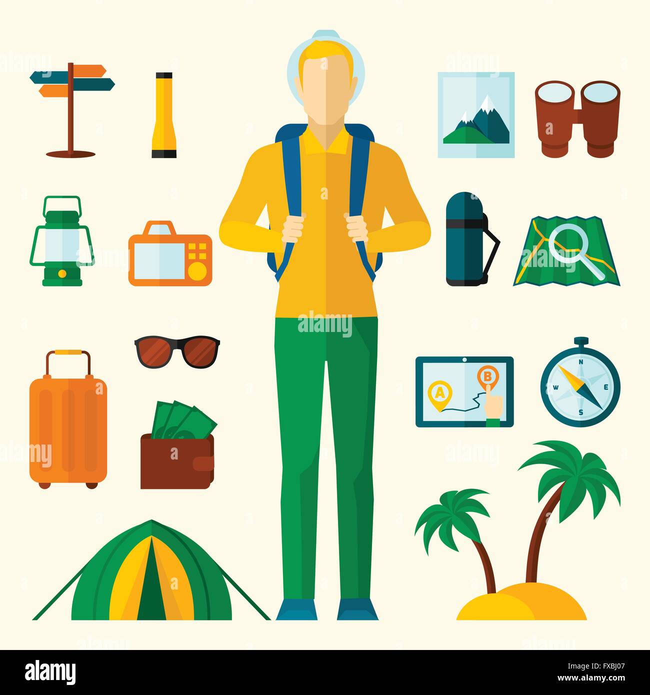Tourist Icons Flat Set Stock Vector Image & Art - Alamy