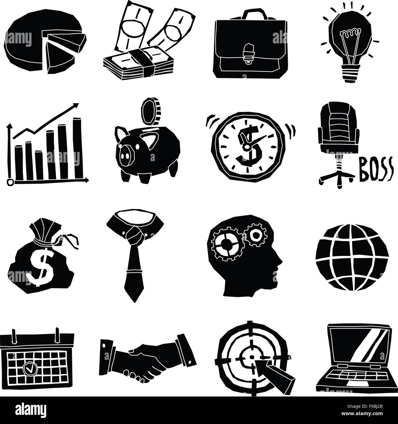Business Icons Black And White Set Stock Vector Image & Art - Alamy