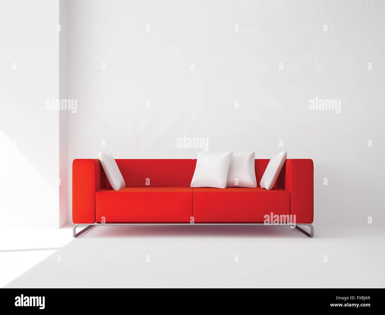 Red sofa with white pillows Stock Vector Image & Art Alamy