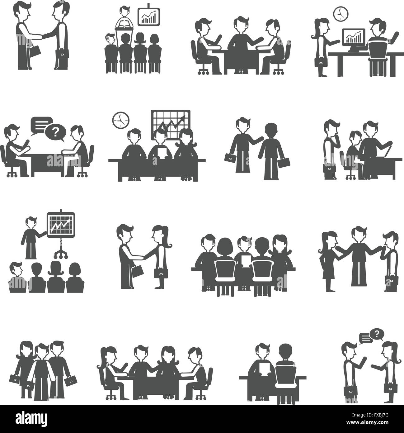 Meeting Icons Black Set Stock Vector Image & Art - Alamy
