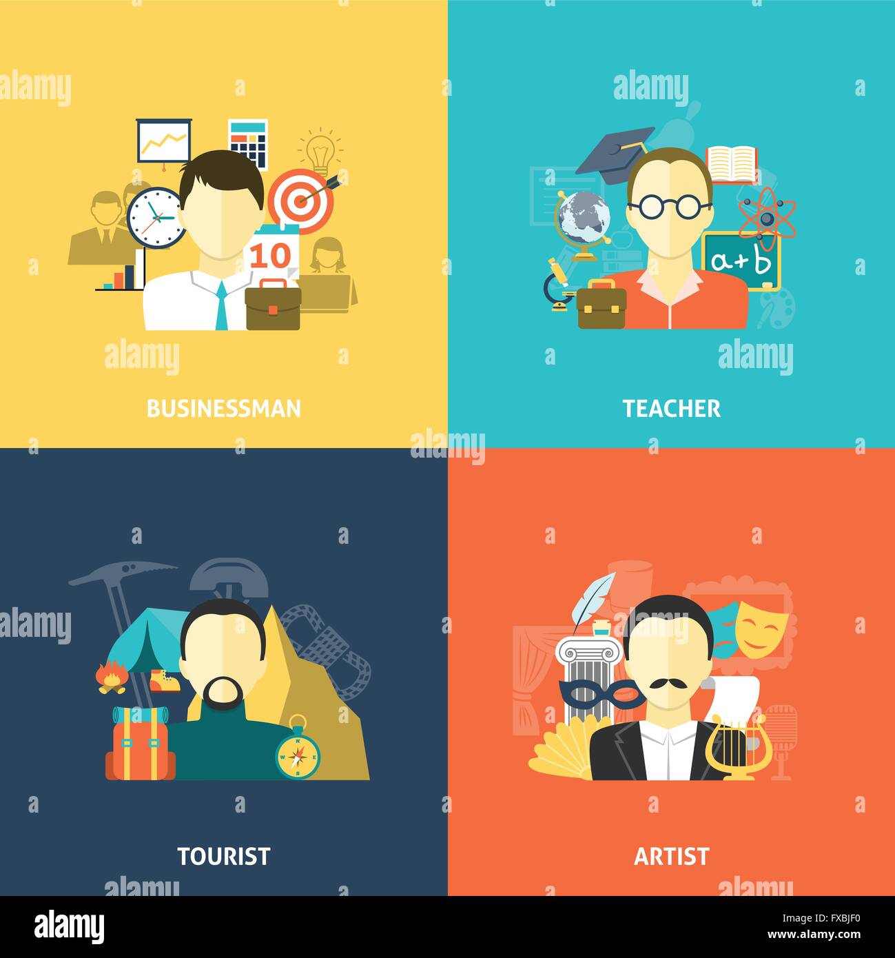 Avatars Flat Set Stock Vector Image & Art - Alamy