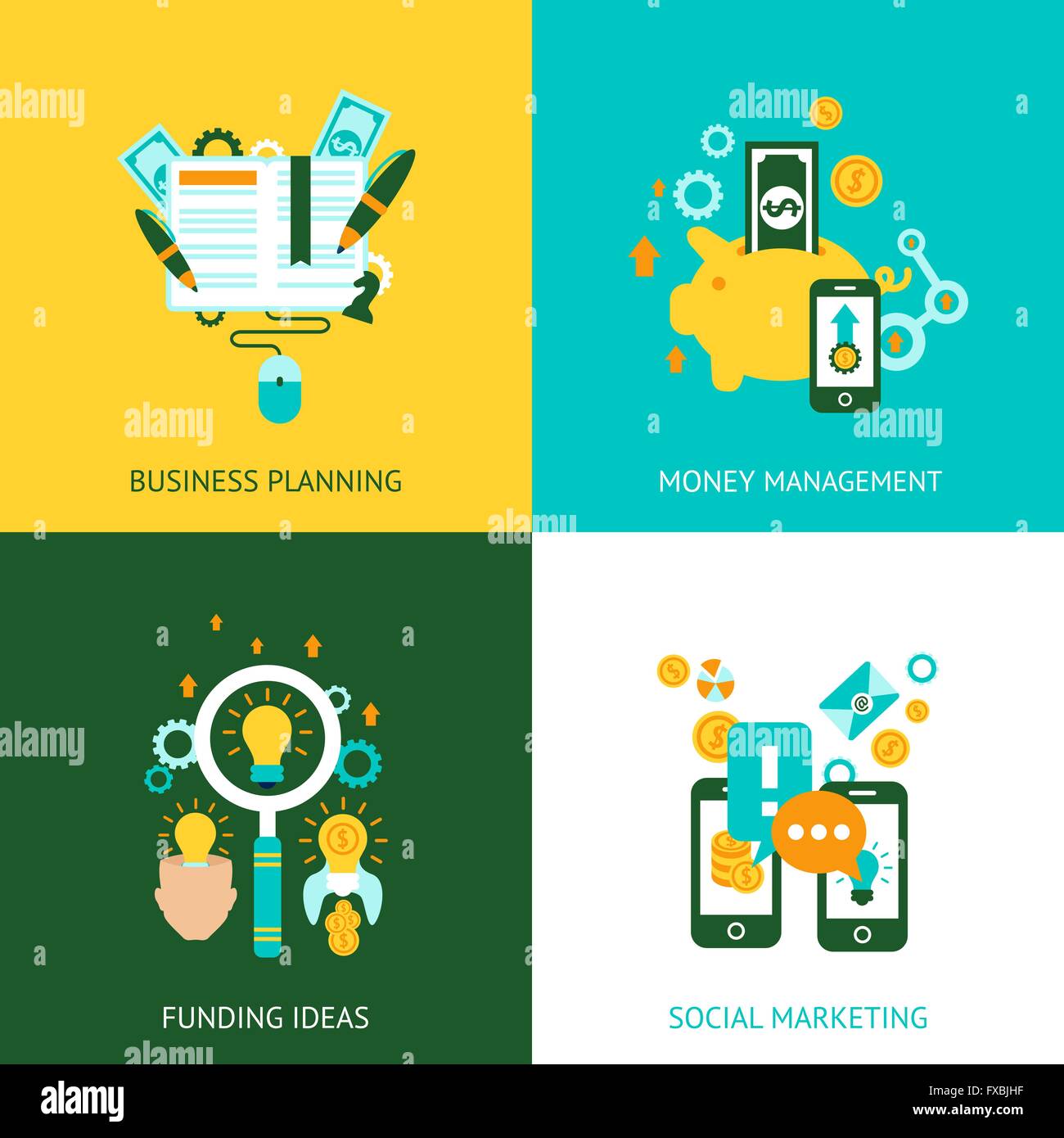 Business analysis concept 4 flat icons Stock Vector Image & Art - Alamy
