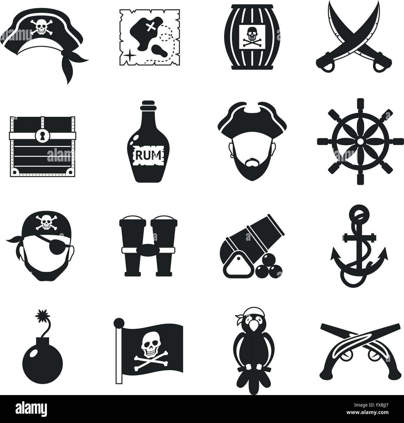 Pirate icons set black Stock Vector Image & Art - Alamy