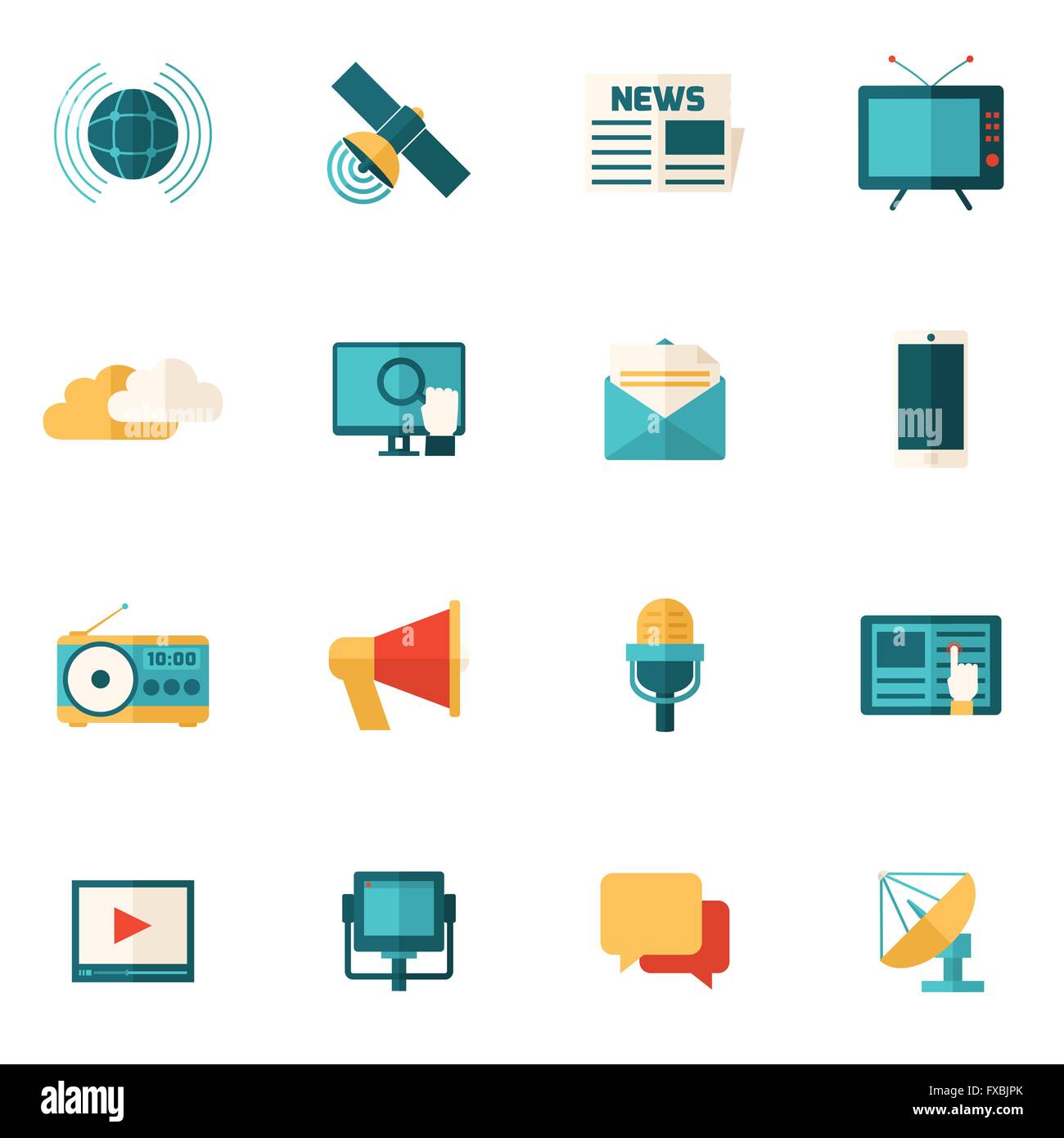 Media Flat Icons Set Stock Vector Image & Art - Alamy