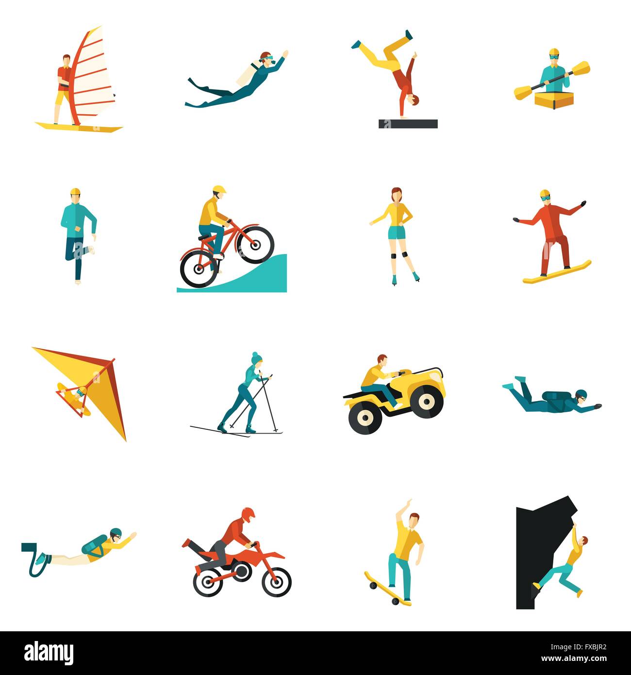 Extreme Sports Flat Icons Set Stock Vector Image & Art - Alamy