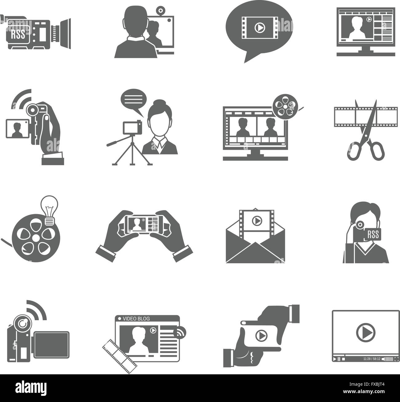 Video Blog Icons Set Stock Vector Image & Art - Alamy