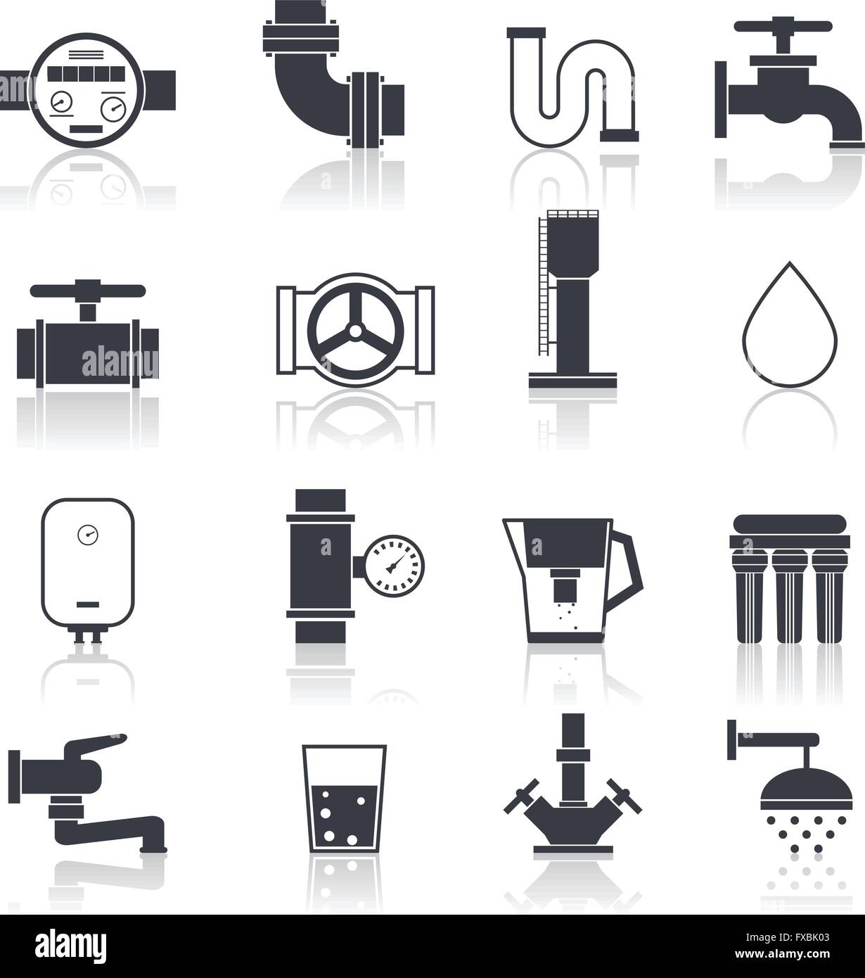 Water Supply Icons Black Stock Vector Image & Art - Alamy