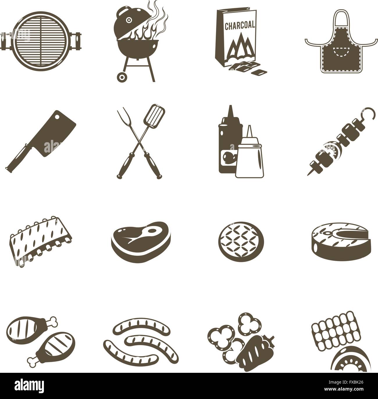 Barbecue And Grill Icons Black Set Stock Vector Image & Art - Alamy