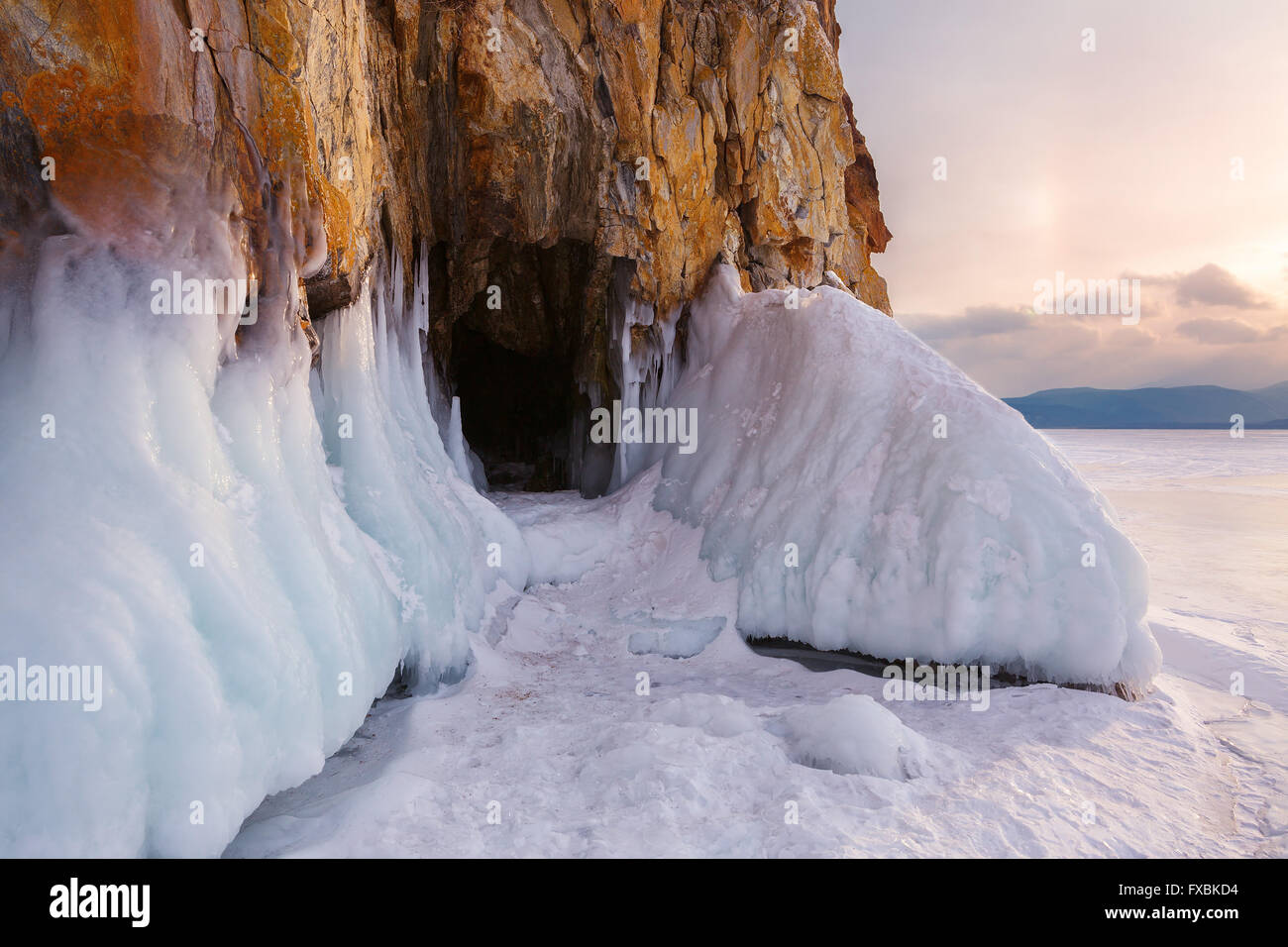 Frost Inside Rocks Frost before grotto in the rock Stock Photo - Alamy