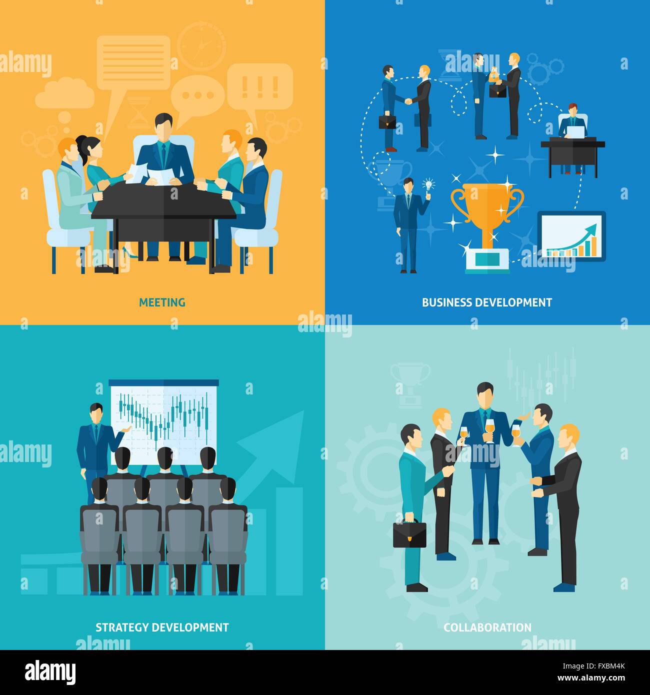 Business Flat Set Stock Vector Image & Art - Alamy