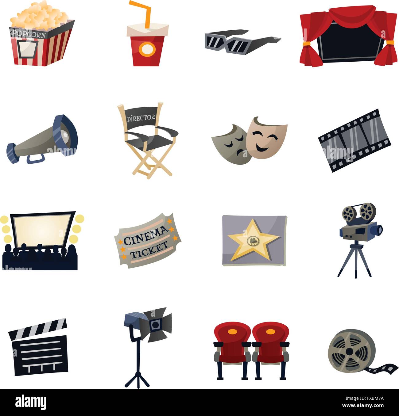 Cinema Icons Flat Stock Vector Image & Art - Alamy