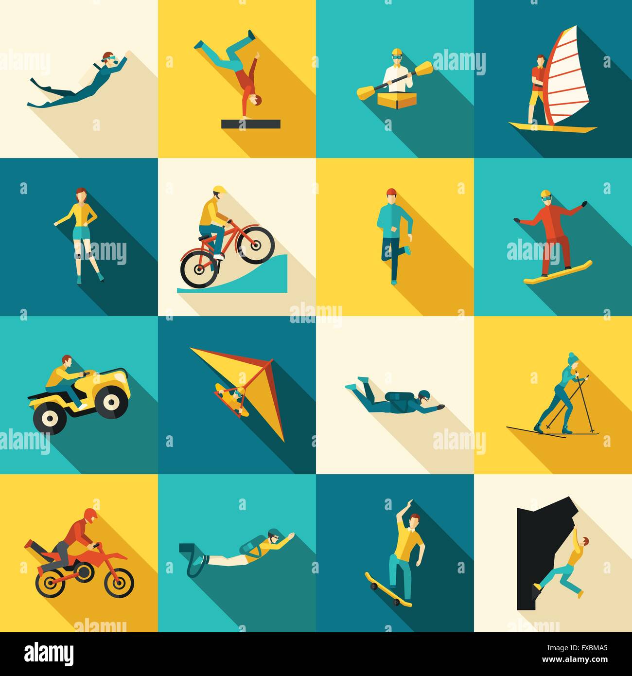 Extreme Sports Flat Icons Set Stock Vector Image & Art - Alamy