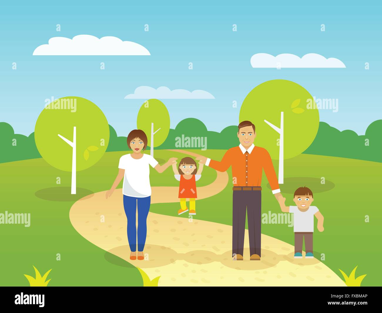 Family Outdoors Illustration Stock Vector Image & Art - Alamy
