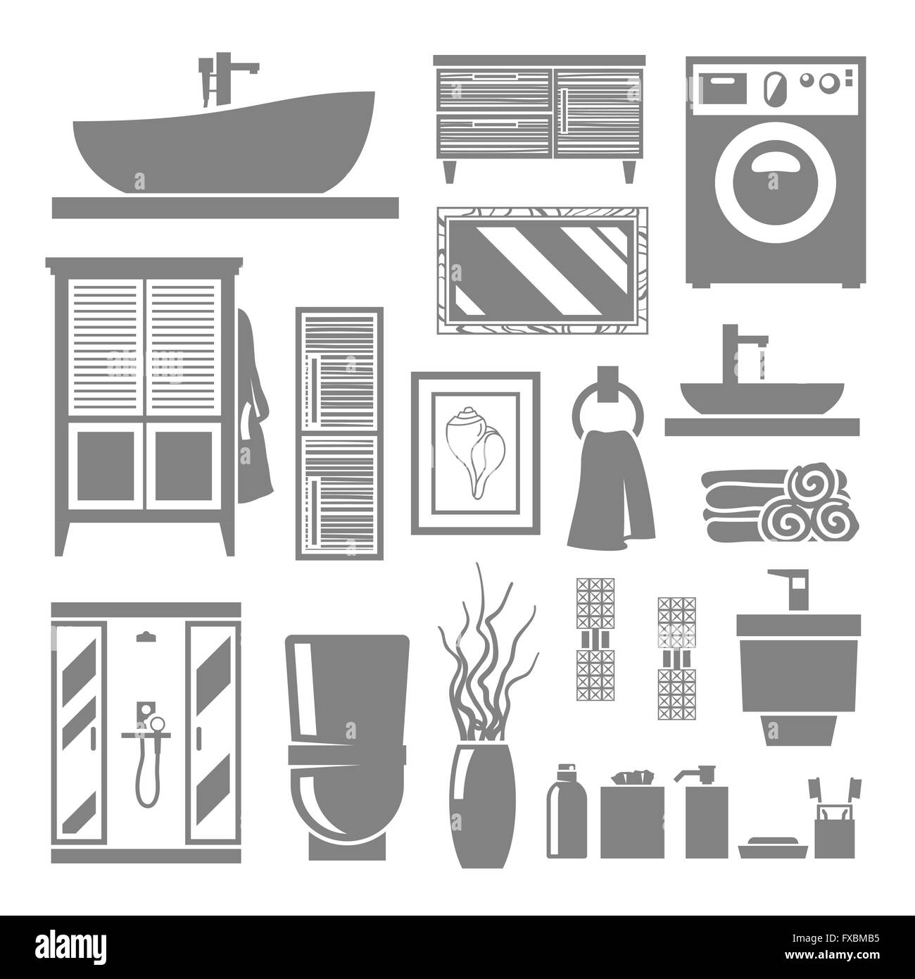 Bathroom Furniture Icons Stock Vector Image & Art - Alamy