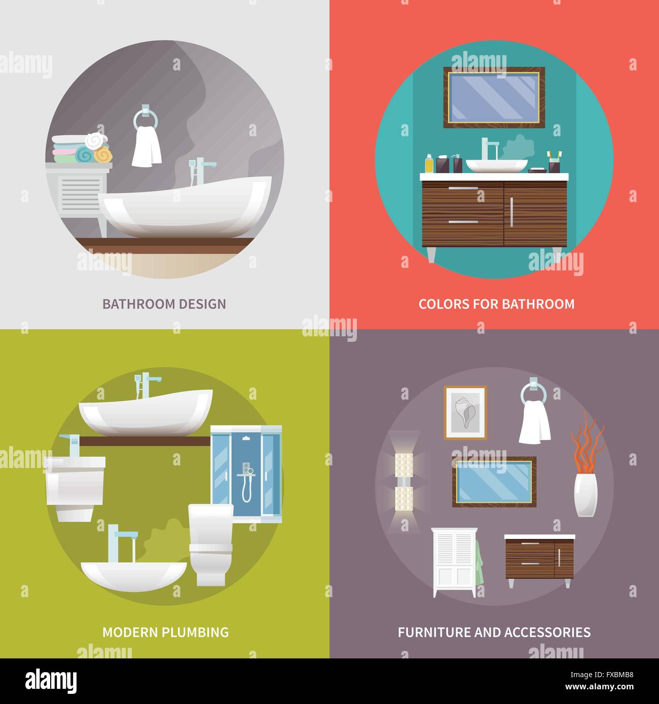 Bathroom Furniture Flat Icons Stock Vector Image & Art - Alamy