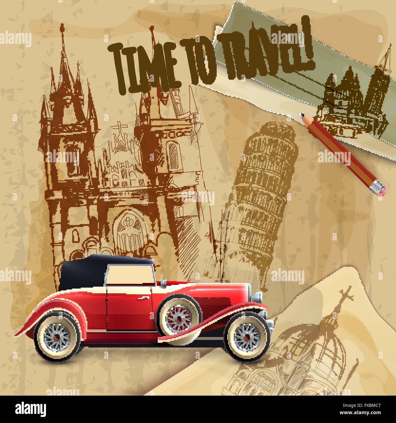 Vintage car poster italy Stock Vector Images Alamy