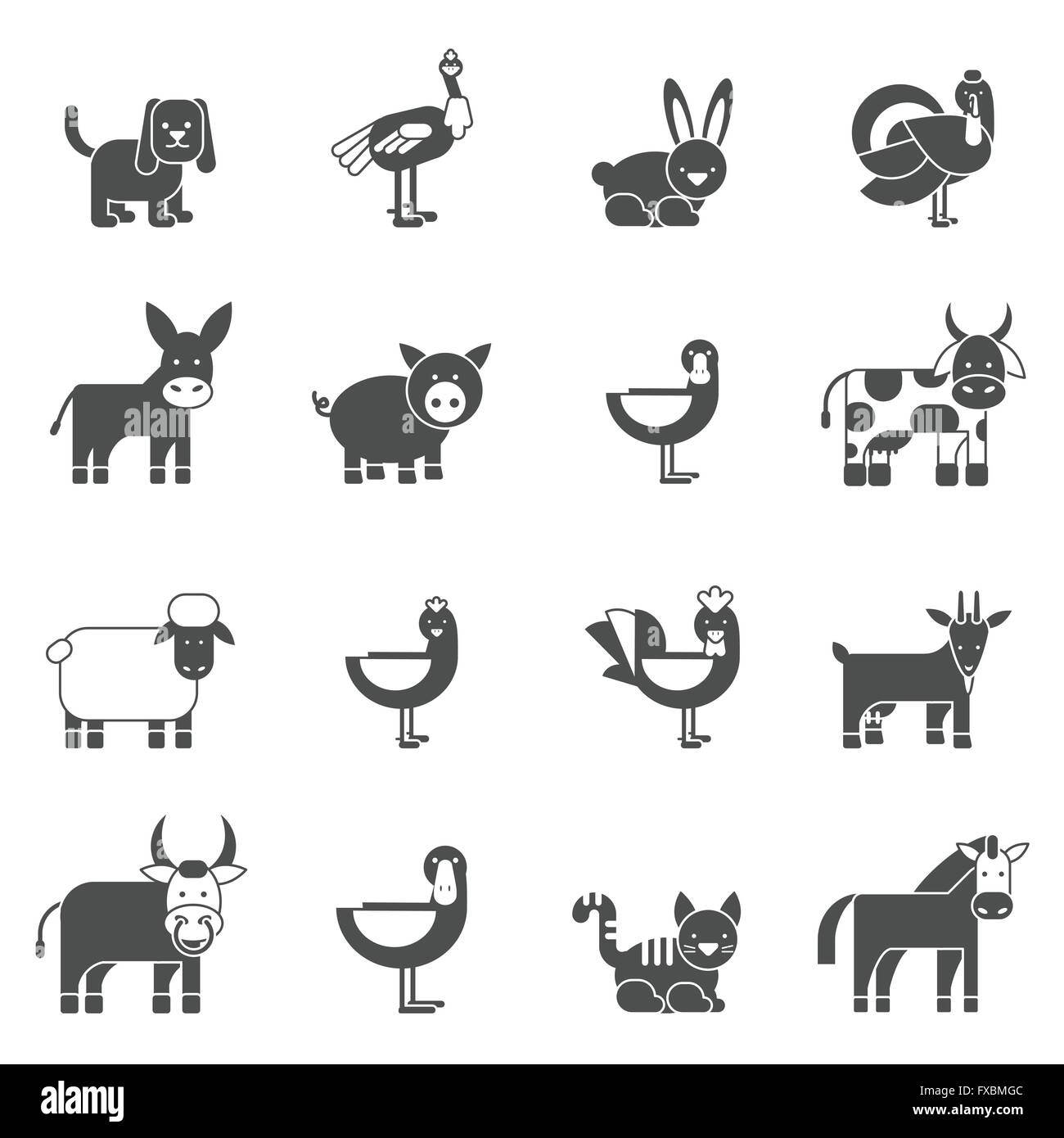 Domestic Animals Icons Set Stock Vector Image & Art - Alamy