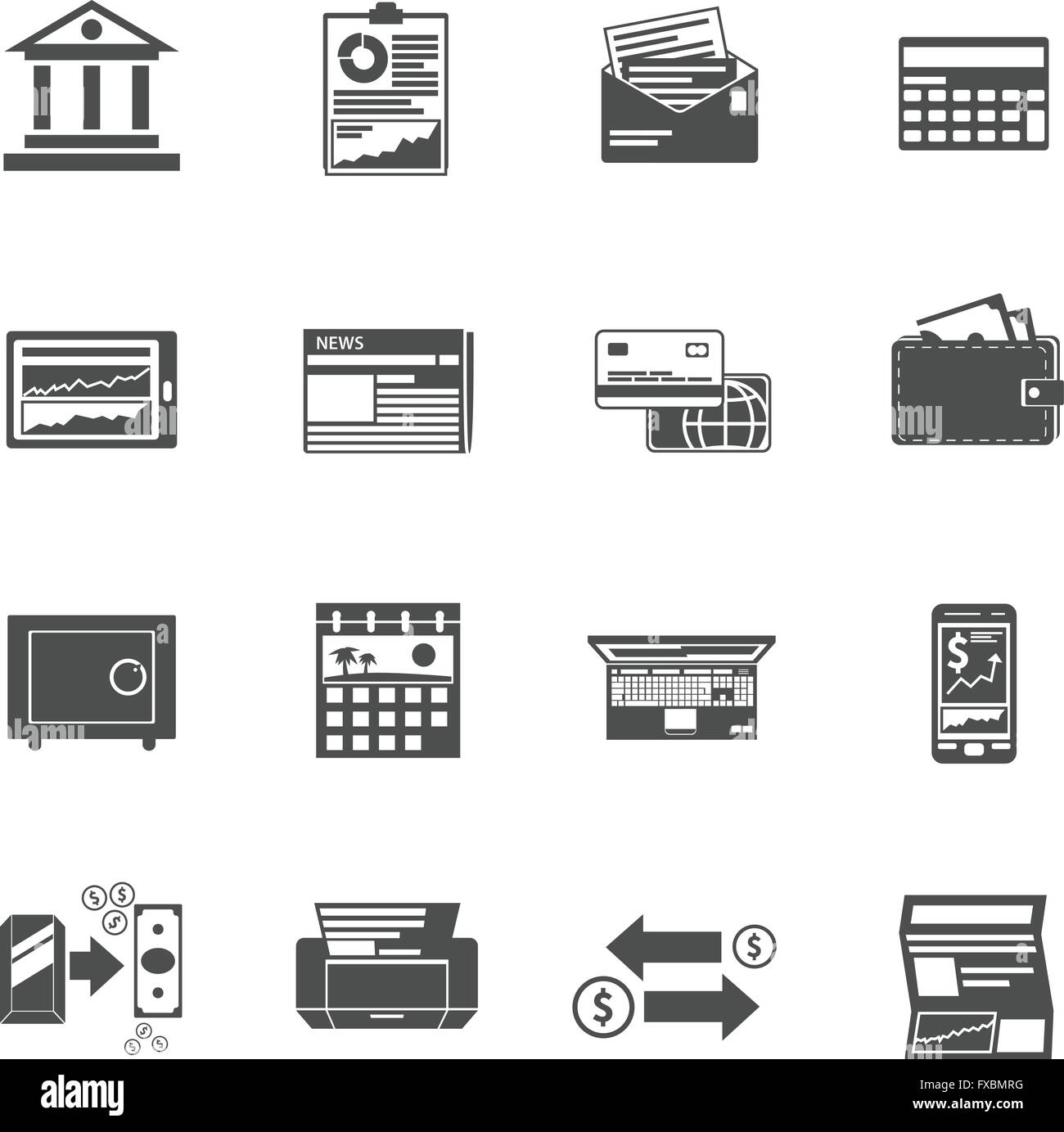 Banking Icons Black Set Stock Vector Image & Art - Alamy