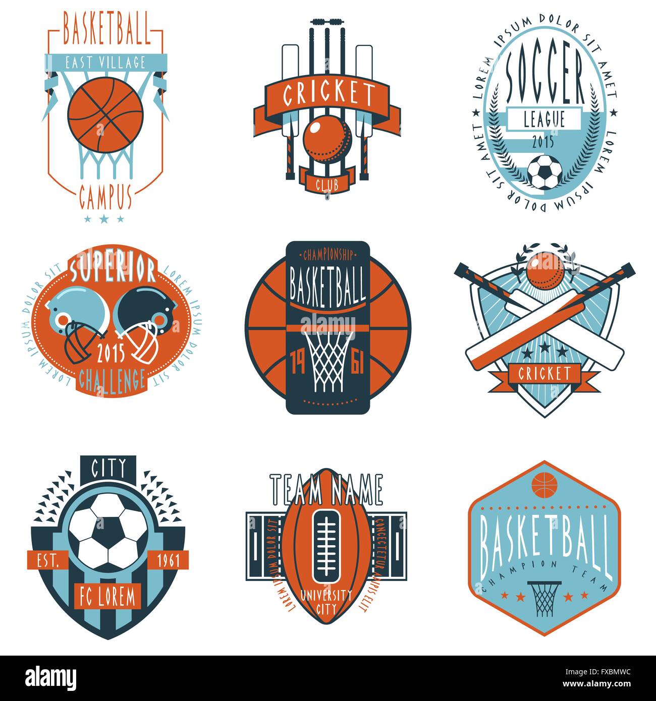 Sport clubs labels icons set Stock Vector Image & Art Alamy