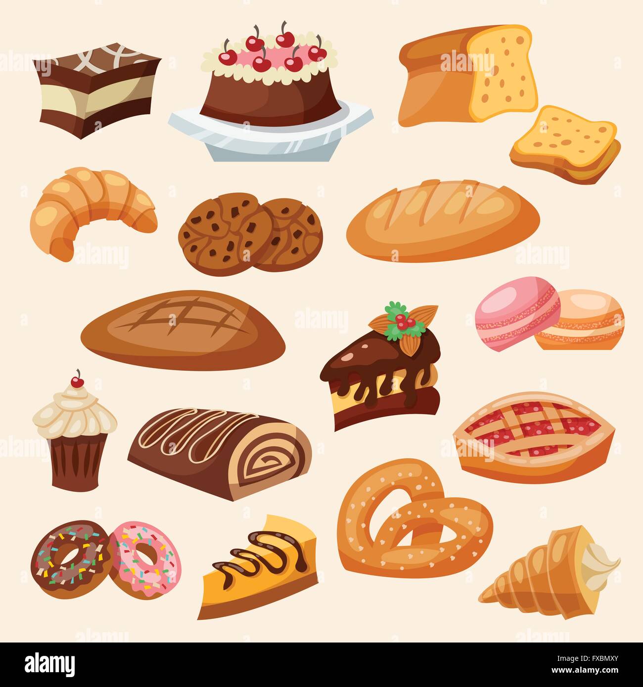 Flat Icon Pastry Set Stock Vector Image & Art - Alamy