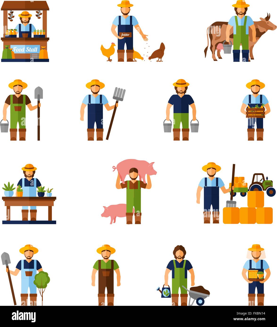 Farmers Icons Set Stock Vector Image & Art - Alamy