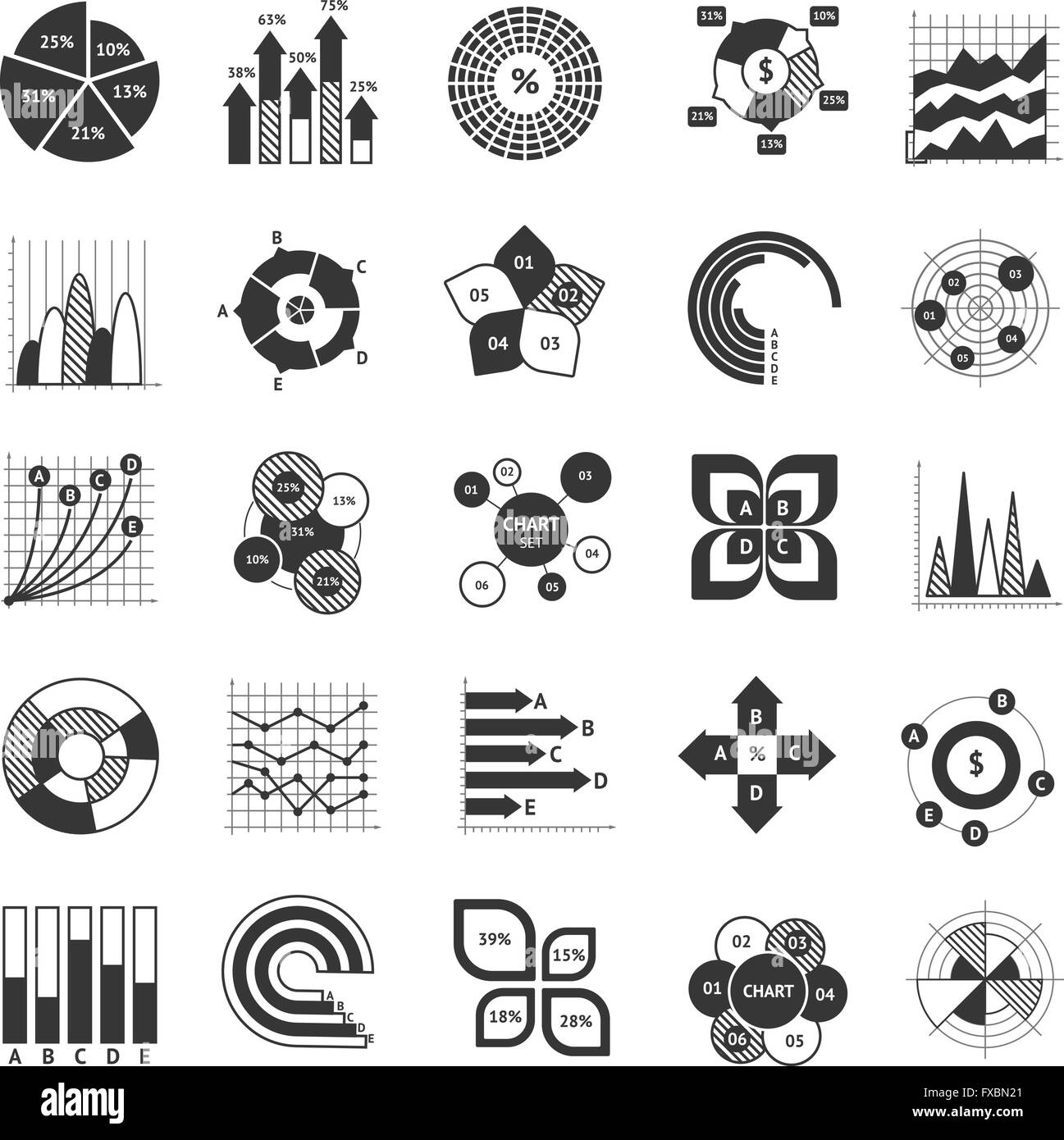 Business Chart Black And White Set Stock Vector Image Art Alamy