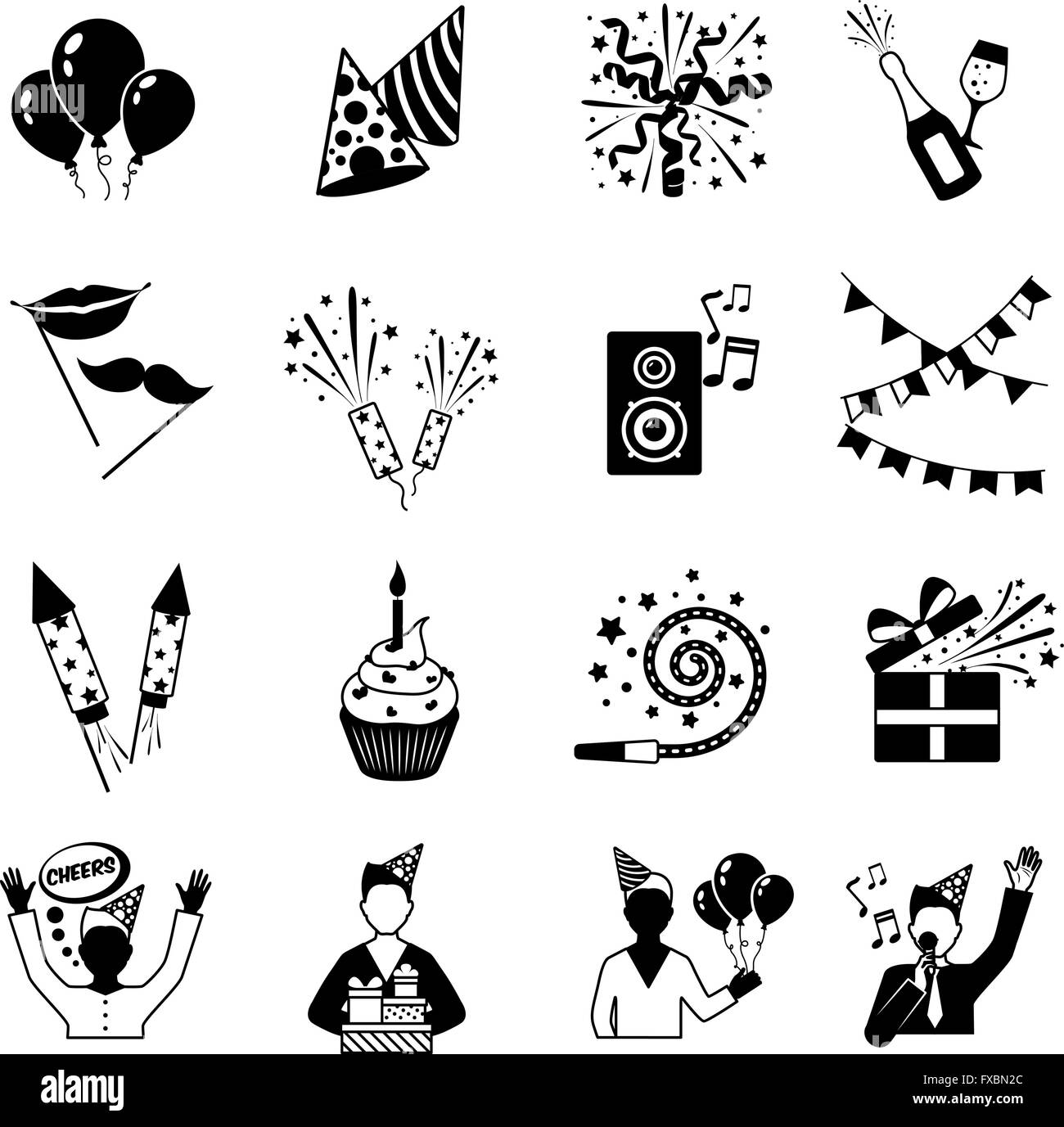 Party Icons Black And White Stock Vector Image & Art - Alamy