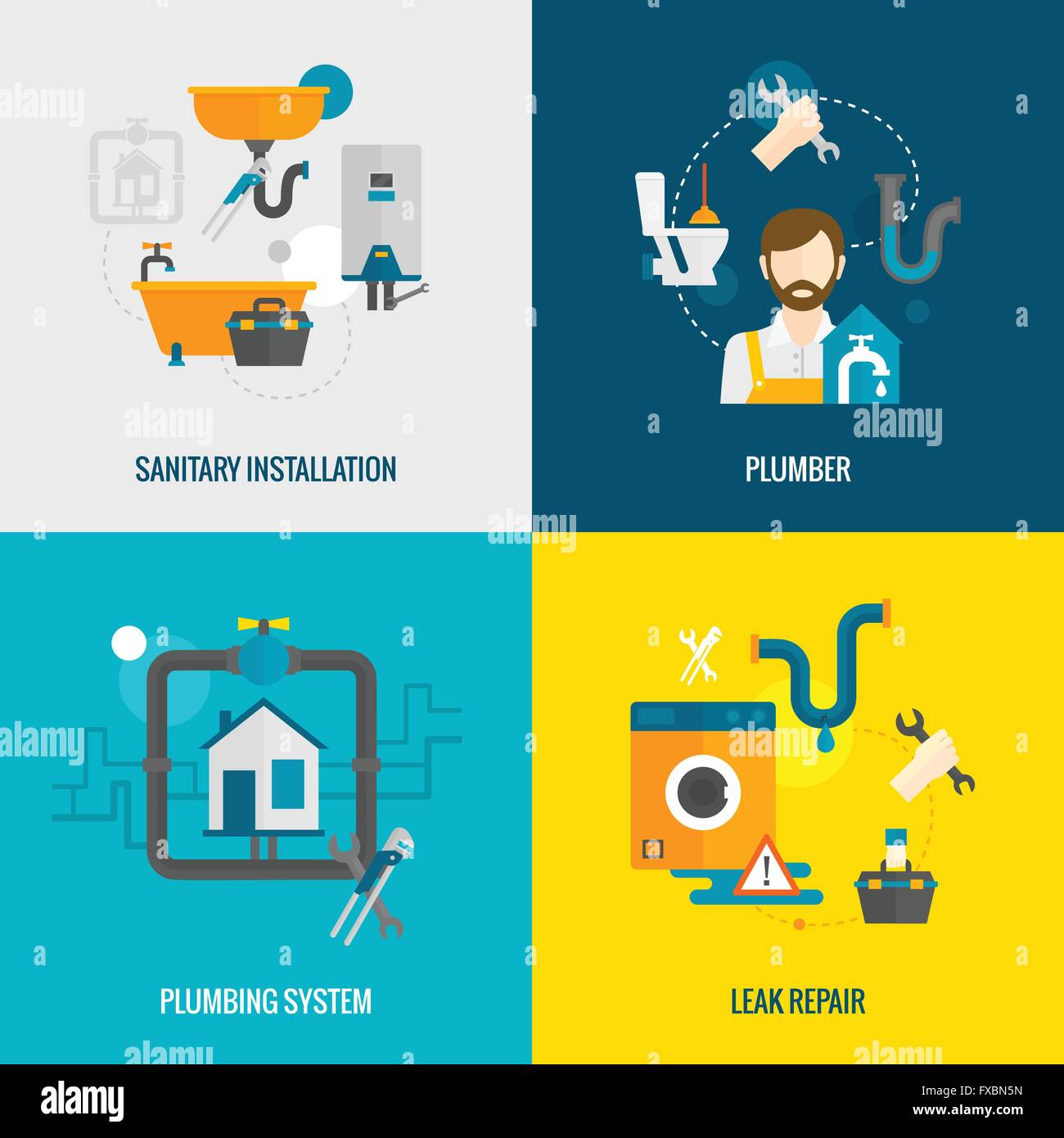 Plumber Flat Set Stock Vector Image & Art - Alamy