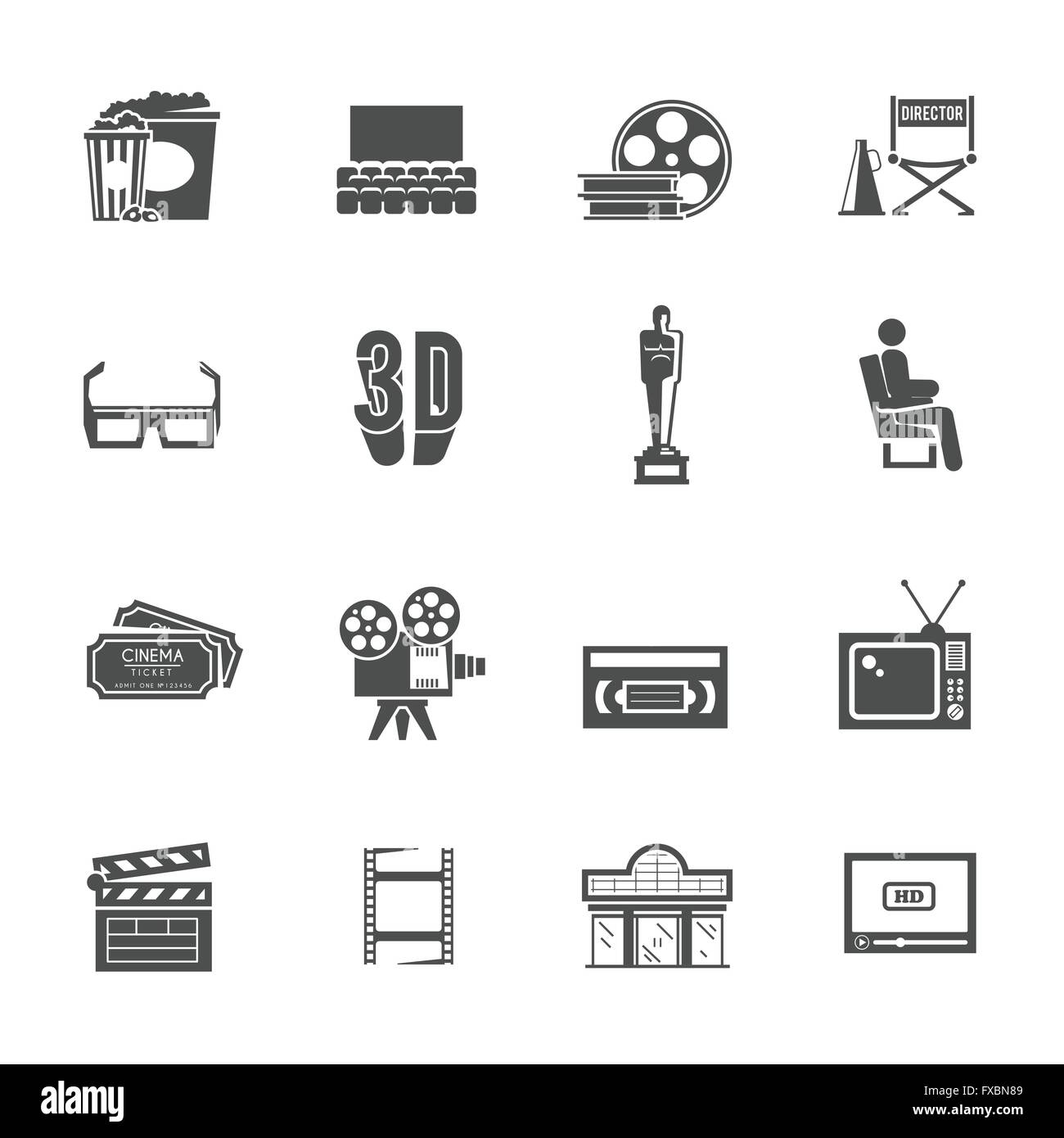 Cinema retro black icons set Stock Vector Image & Art - Alamy