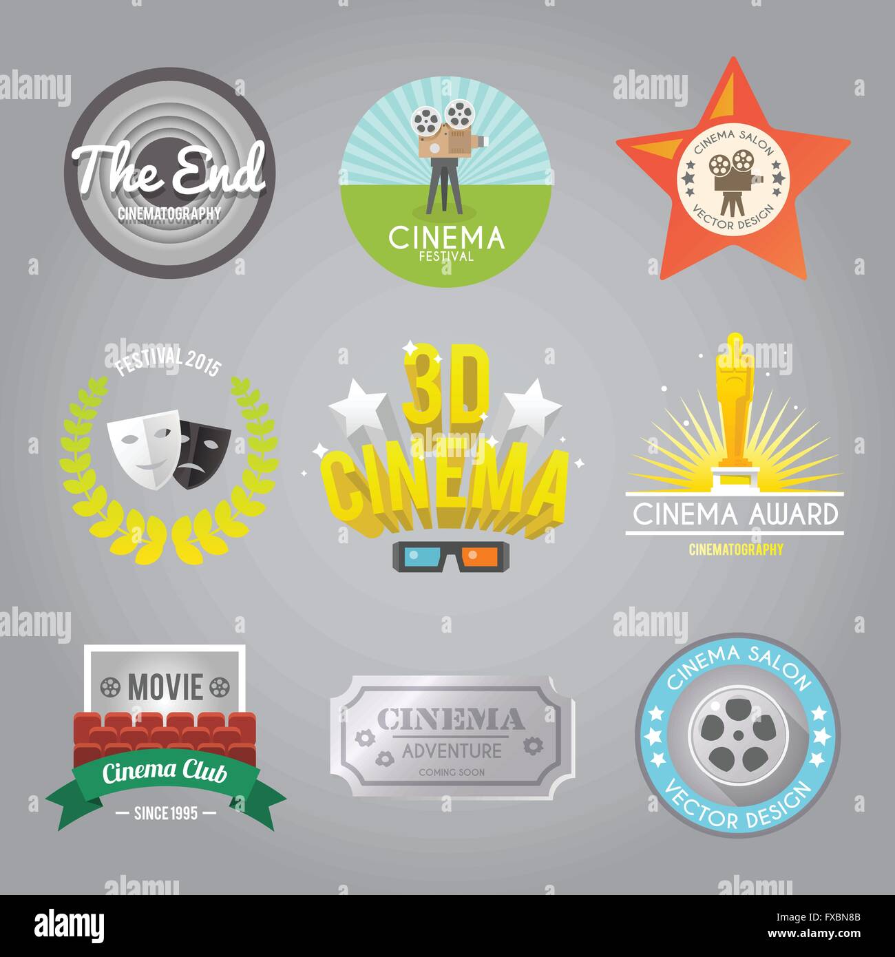 Cinema labels collection Stock Vector