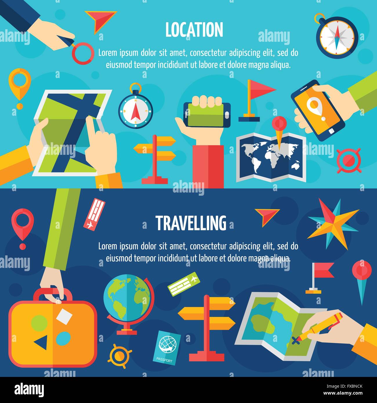 Location And Traveling Banner Set Stock Vector Image & Art Alamy