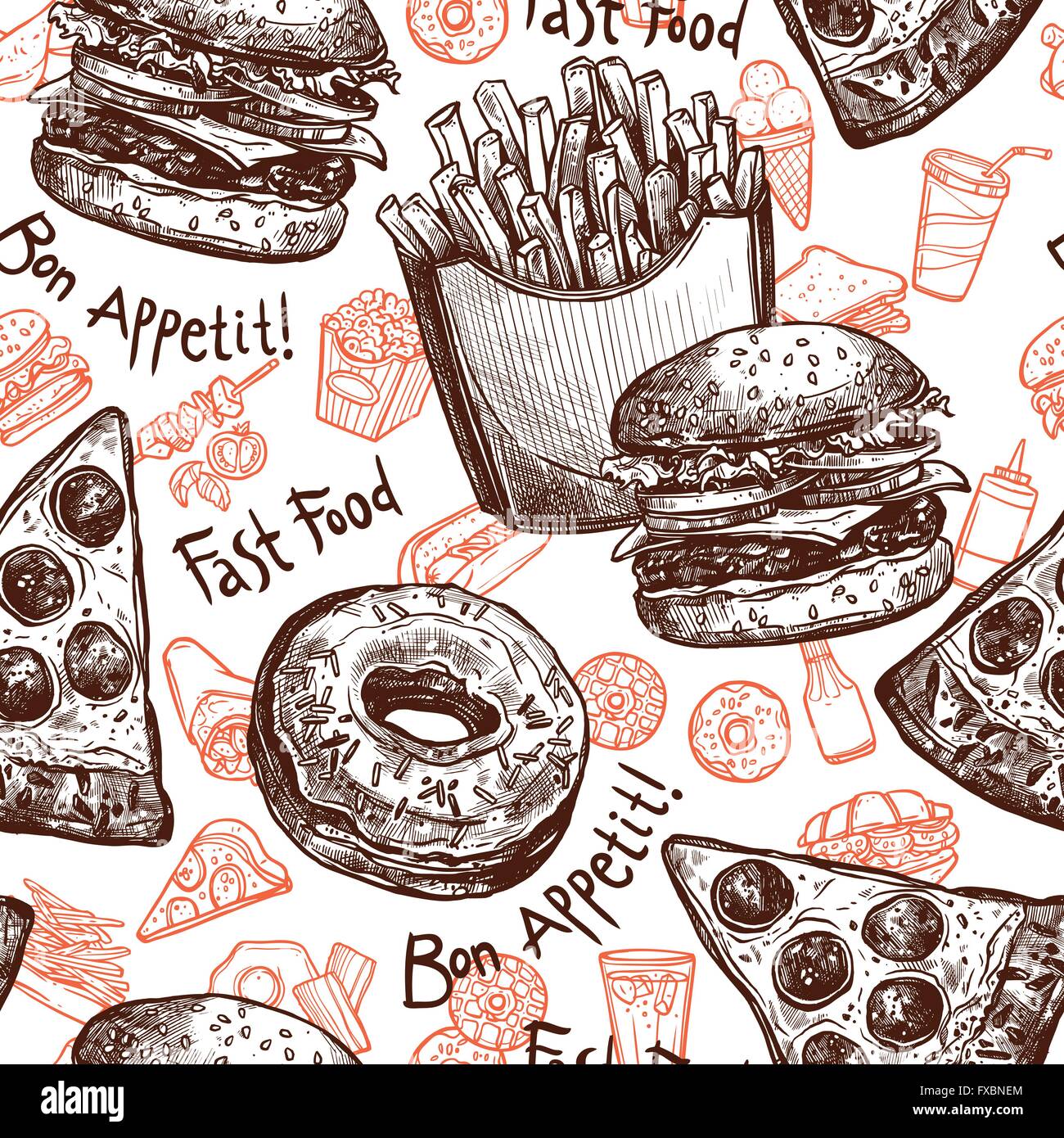 Fast Food Seamless Pattern Stock Vector Image & Art - Alamy